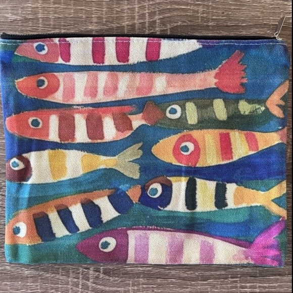 Colorful Fish Pattern Accessory Pouch Fun Statement Bag - Picture 5 of 5